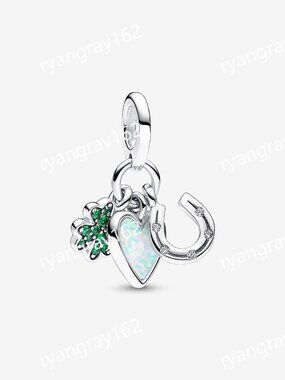 Pandora Four Leaf Clover, Heart and Horseshoe Triple Dangle Charm